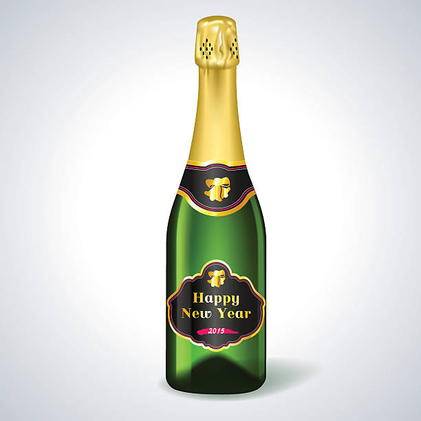 Vector champagne bottle. Happy new year. vector art illustration