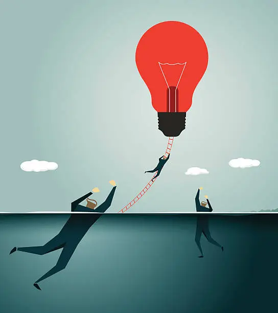 Vector illustration of Solution, Rescue,Light Bulb,Symbolize,  Assistance, Survival,Inspiration, Urgency, Urgent