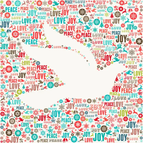 Vector illustration of Dove on Holiday Christmas Background Pattern