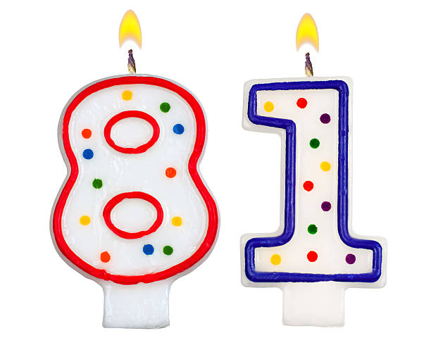 istock Birthday candles number eighty one isolated on white background 524745517