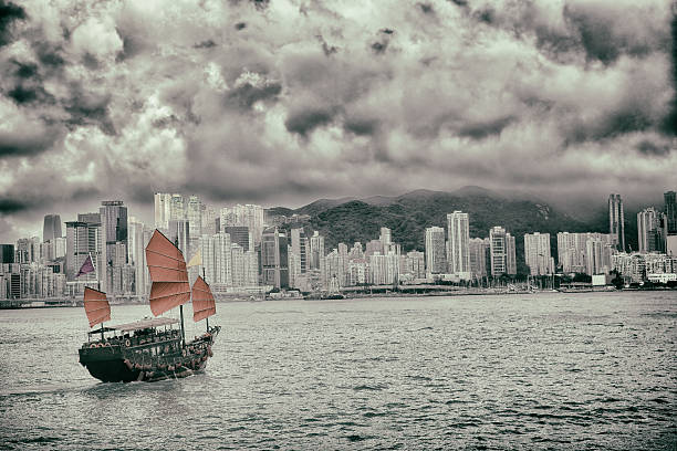 istock Hong Kong harbour retro style 524747335