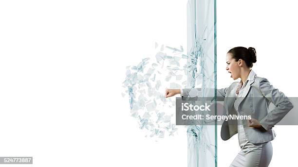 Woman Breaking Glass Stock Photo - Download Image Now - Adult, Business, Business Finance and Industry