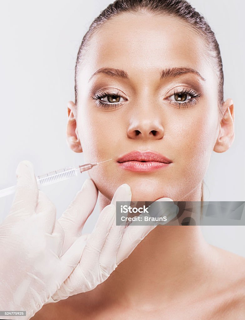 Behandlung mit botox-Spritze. - Lizenzfrei Botulinumtoxin-Spritze Stock-Foto