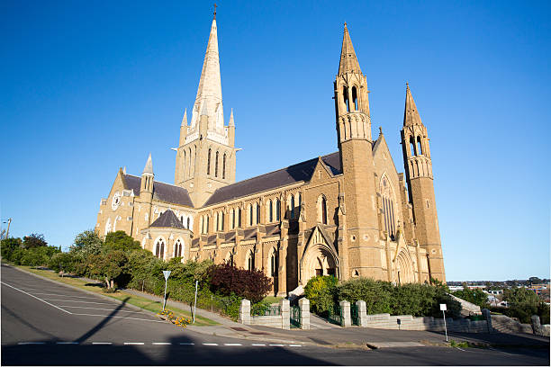 Sacred Heart Cathedral in Bendigo at dusk on a warm Spring day.
