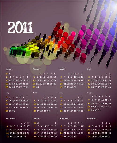 ilustrações de stock, clip art, desenhos animados e ícones de modelo de calendário - october calendar 2011 month