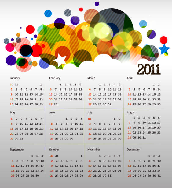 ilustrações de stock, clip art, desenhos animados e ícones de calendário de 2011 - october calendar 2011 month