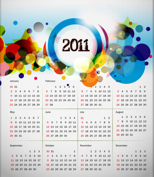 ilustrações de stock, clip art, desenhos animados e ícones de modelo de calendário - october calendar 2011 month