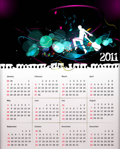 ilustraciones, imágenes clip art, dibujos animados e iconos de stock de calendario de diseño - october calendar 2011 month