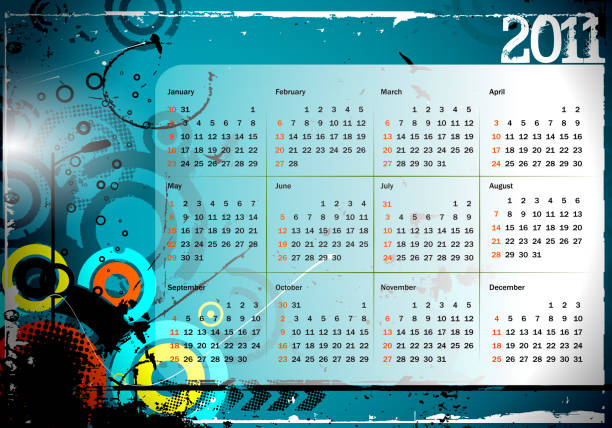 ilustrações de stock, clip art, desenhos animados e ícones de modelo de calendário - october calendar 2011 month