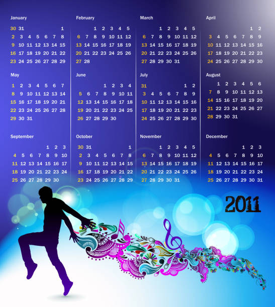 ilustrações de stock, clip art, desenhos animados e ícones de modelo de calendário - october calendar 2011 month