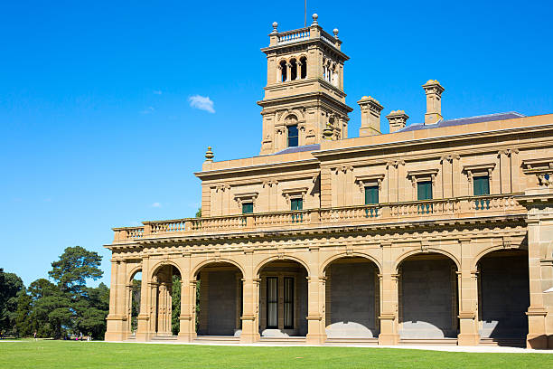 Werribee Mansion Gardens The grounds of Werribee Mansion on a clear spring day in Werribee, Victoria, Australia western australia flag stock pictures, royalty-free photos & images