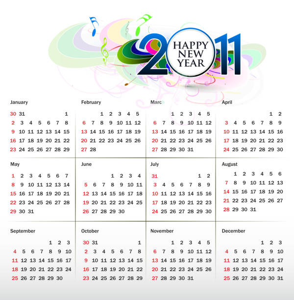ilustraciones, imágenes clip art, dibujos animados e iconos de stock de diseño colorido calendario - october calendar 2011 month