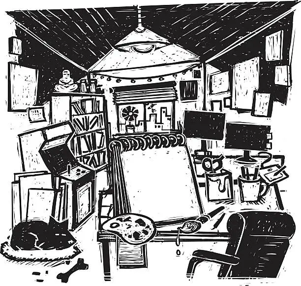 Vector illustration of Artist's Studio