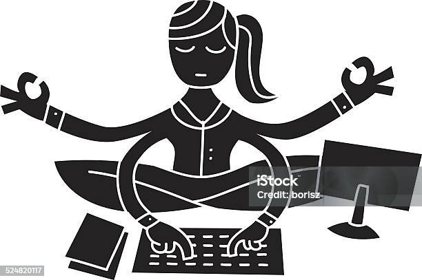 Business Woman Stock Illustration - Download Image Now - Buddha, Office, Meditating