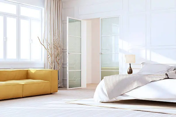 White luxury bedroom interior