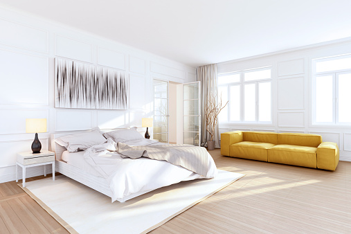 White luxury bedroom interior