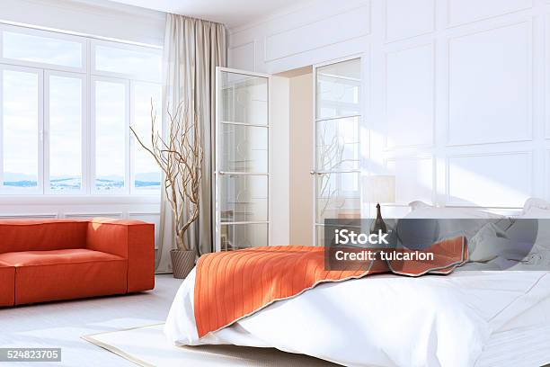 White Luxus Schlafzimmer Interior Stockfoto und mehr Bilder von Rot - Rot, Innenaufnahme, Schlafzimmer