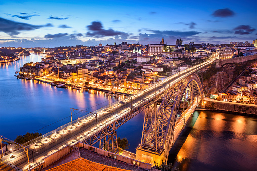 Porto, Portugal cityscape on the Douro River.