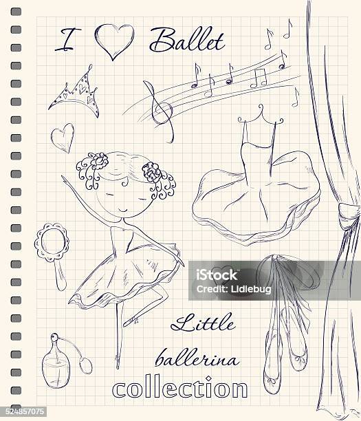 Ballerina And Accessories Stock Illustration - Download Image Now - Ballet, Child, Childhood