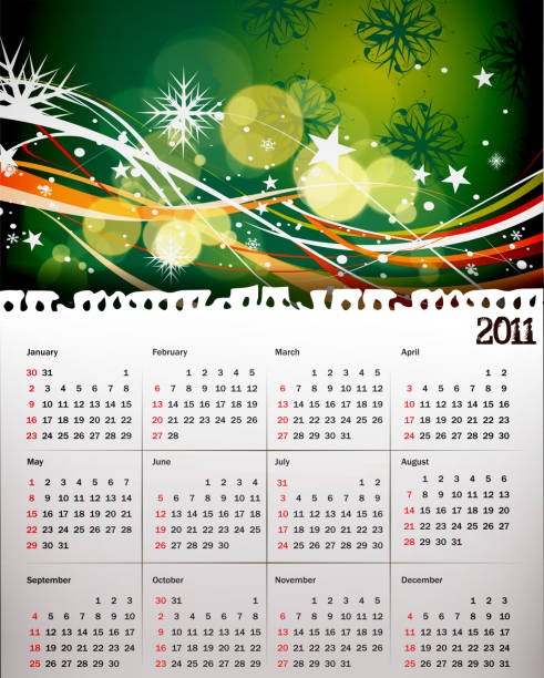 illustrazioni stock, clip art, cartoni animati e icone di tendenza di progettazione di calendario - 2011