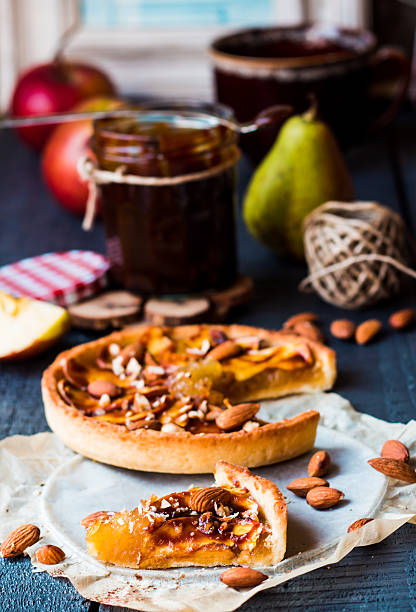 istock slice of tart with pear jam, apples and caramel 524858825