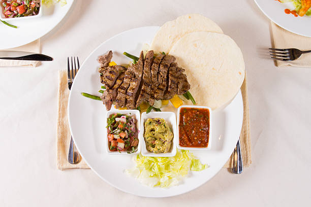 istock Grilled Steak Fajitas with Fixings on Plate 524859201