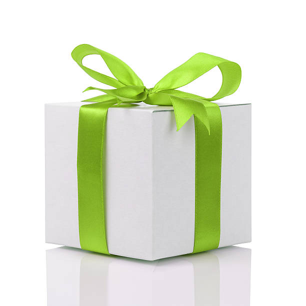 istock gift box with handmade green ribbon bow 524861391