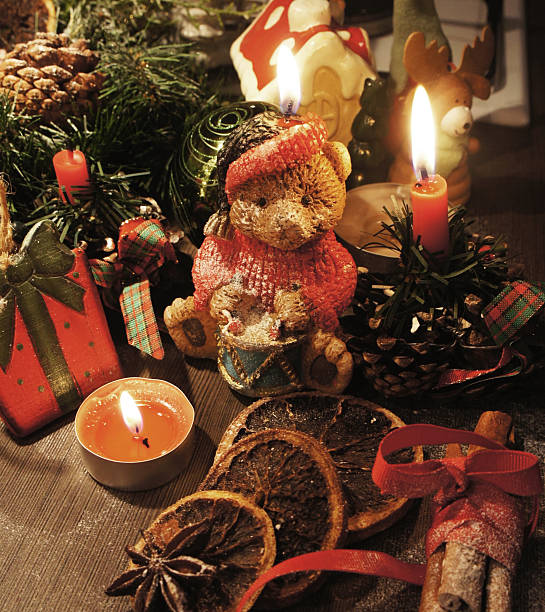 istock Beautiful Christmas wreath with candles 524862177