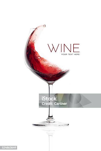 Red Wine In Balloon Glass Splash Design Stock Photo - Download Image Now - Wine, Wineglass, Splashing