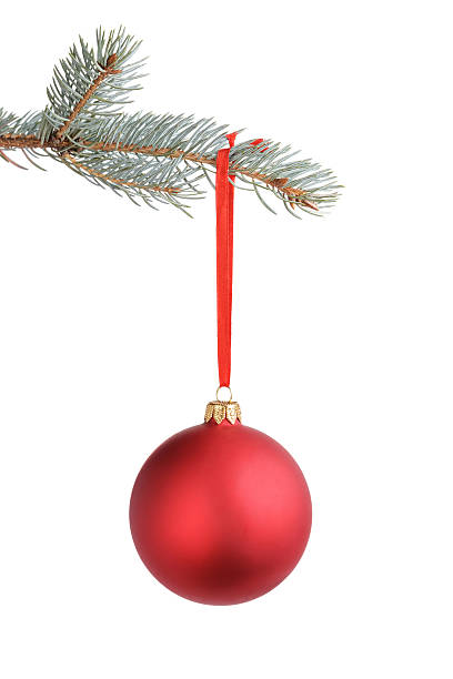istock red christmas blank ball hanging on fir branch 524879005