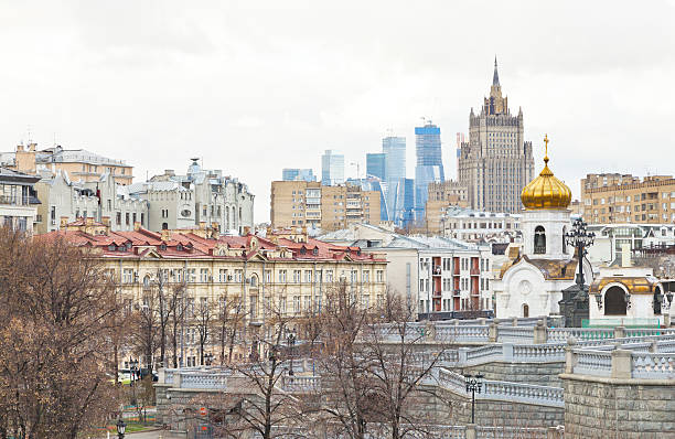 istock Moscow skyline with cathedral and skyscraper 524879441