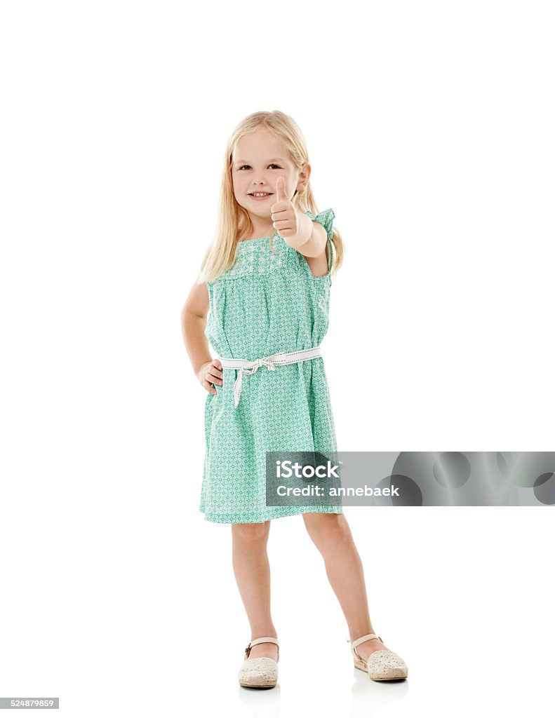 Good job! Studio shot of a cute little girl giving you thumbs up against a white background Child Stock Photo