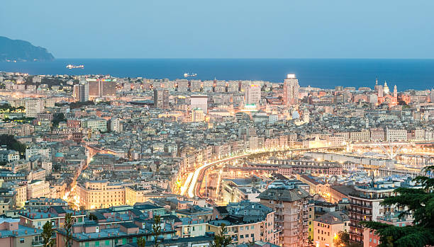 istock Aerial view of Genoa during the blue hour 524880324