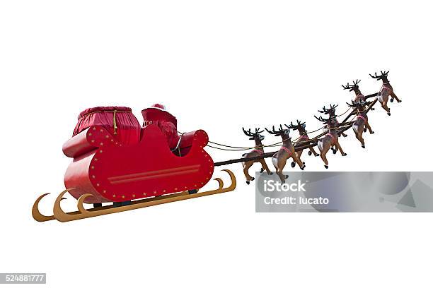 Byebye Santa Claus Stock Photo - Download Image Now - Santa Claus, Animal Sleigh, Sled