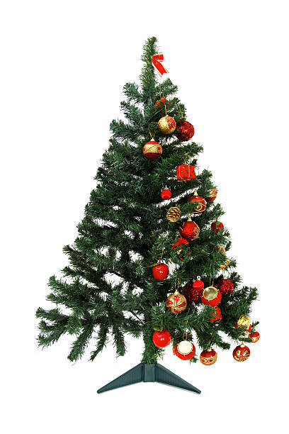 How to decorate a christmas tree stock photo