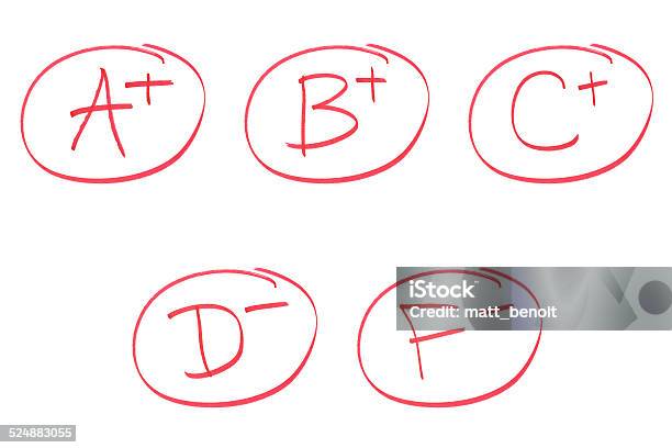 Various Grades Stock Photo - Download Image Now - Report Card, Letter F, Letter B