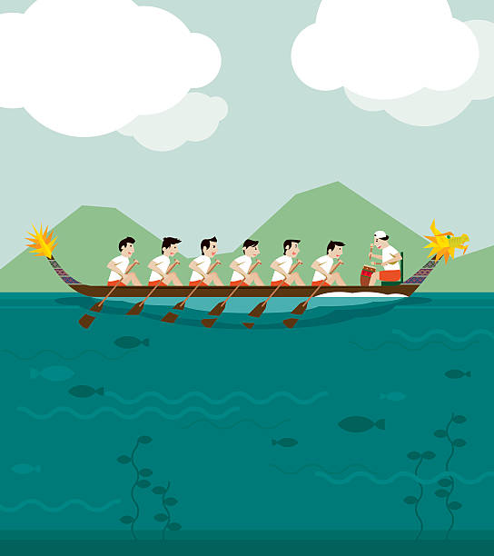 ilustrações, clipart, desenhos animados e ícones de regata de barcos dragão fundo - dragon chinese dragon china chinese ethnicity