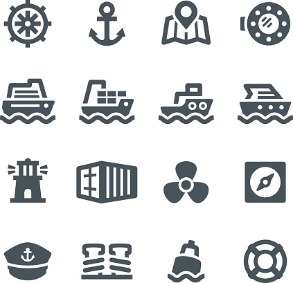 Nautical, shipping, icons, sailing, anchor, sea, shipping portn, ship, yacht, tugboat