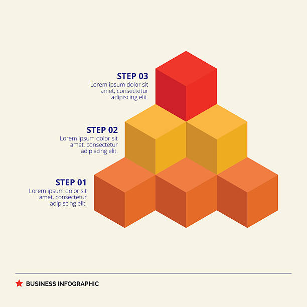 직육면체 다이어그램 템플릿 - orange visualization built structure cube stock illustrations