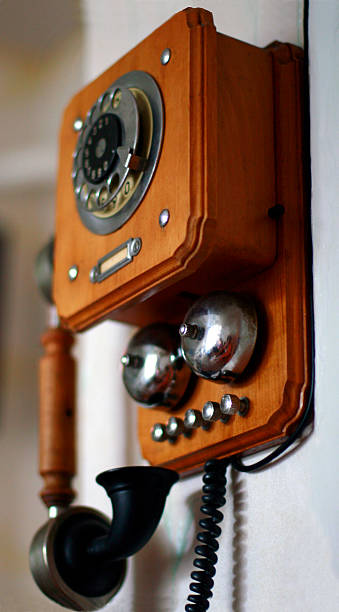 istock Vintage phone hanging on the wall 524884103