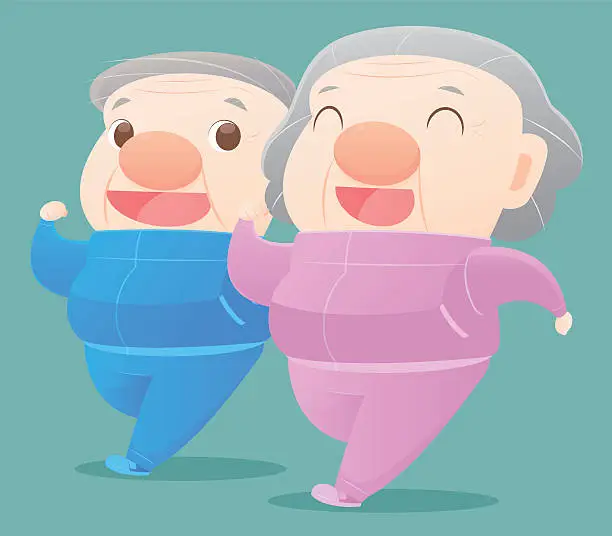 Vector illustration of Senior Couple Jogging