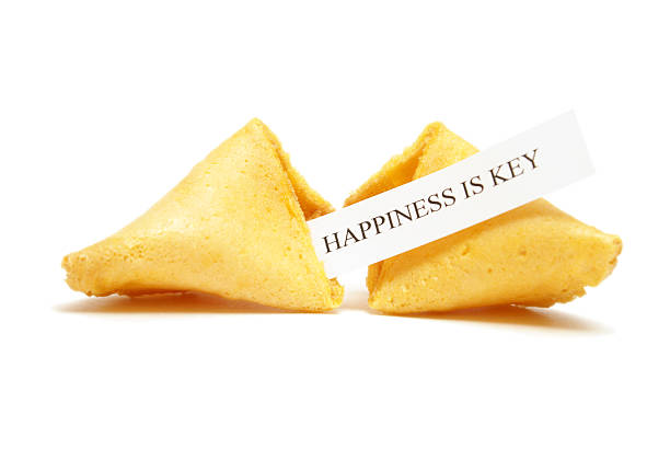 bolinho da sorte de felicidade - aspirations chinese cuisine fortune cookie wishing imagens e fotografias de stock