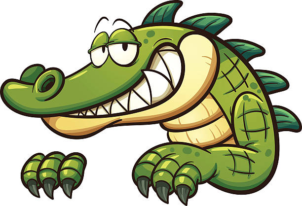 Cartoon crocodile Cartoon crocodile. Vector clip art illustration with simple gradients. All in a single layer.  crocodile stock illustrations