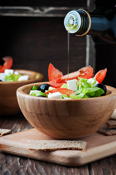 istock Fresh Greek salad with olive oil 524892604