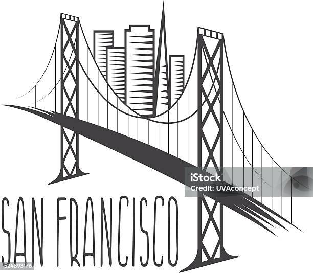 San Franciscooakland Bay Bridge And Buildings Stock Illustration - Download Image Now - San Francisco - California, San Francisco-Oakland Bay Bridge, Abstract