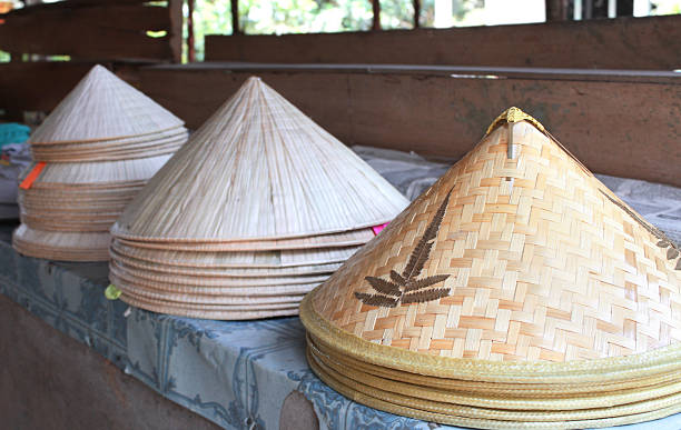 istock Asian conical wide-brimmed rain hats 524893414