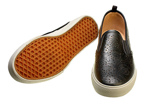 black slip-on casual shoes stock photo