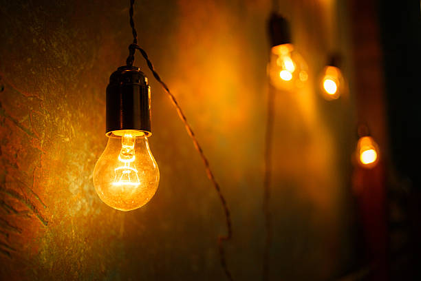 istock Incandescent lamps in a modern studio. Edison lamp. 524894332