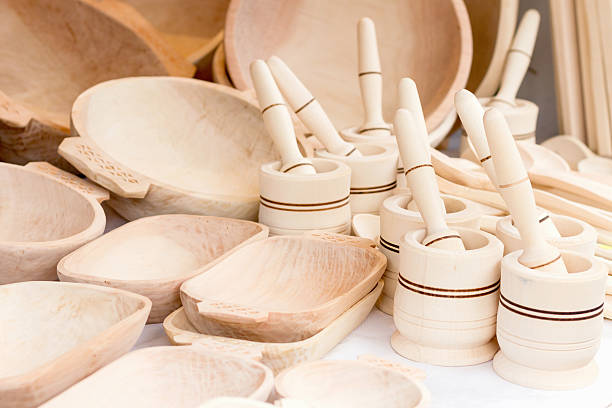 Rumano utensilios de cocina de madera tradicional - foto de stock