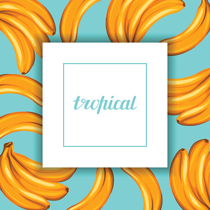 Card With Bananas Tropical Abstract Frame In Retro Style Image Stock ...